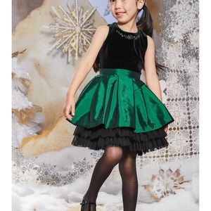 NWT Chasing Fireflies, Isobella & Chloe, girls green/black dress, size 7